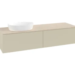 V&b antao servantskap 2 skuffer glatt 1600x360x500 venstre u/kranhull silkegrå/créme