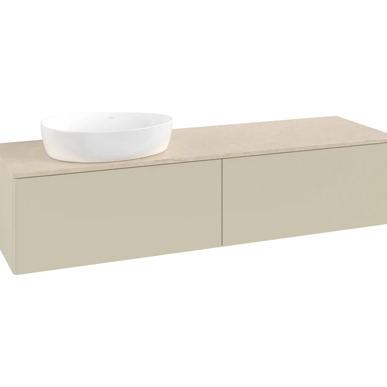 V&b antao servantskap 2 skuffer glatt 1600x360x500 venstre u/kranhull silkegrå/créme