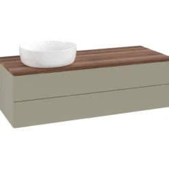 V&b antao servantskap 2 skuffer glatt 1200x360x500 venstre u/kranhull stengrå/valnøtt