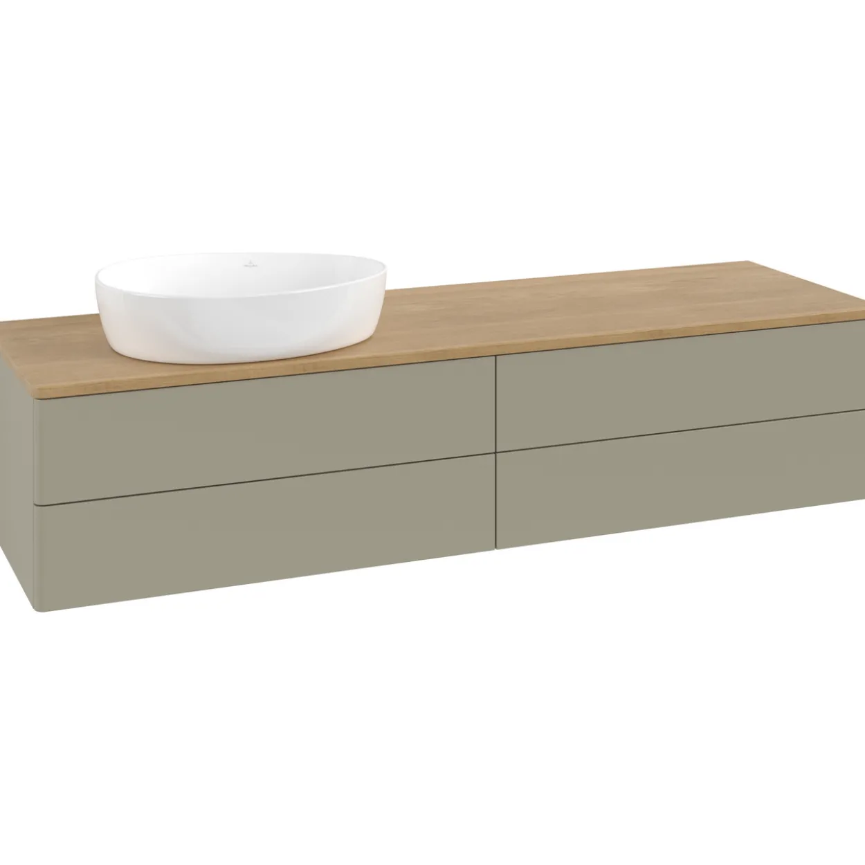 V&b antao servantskap 4 skuffer glatt 1600x360x500 venstre u/kranhull stengrå/eik