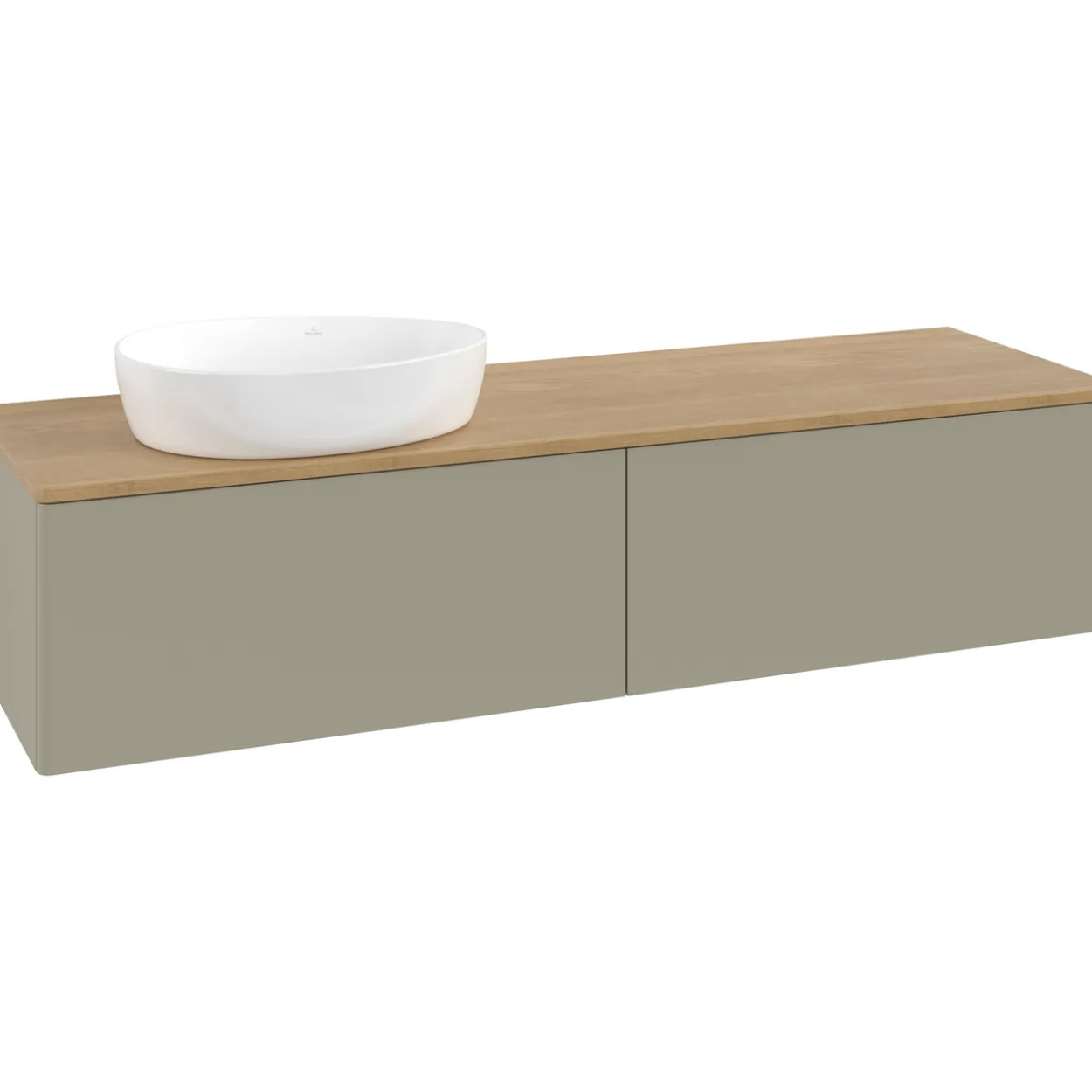 V&b antao servantskap 2 skuffer glatt 1600x360x500 venstre u/kranhull stengrå/eik