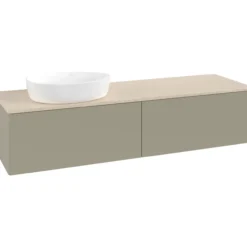 V&b antao servantskap 2 skuffer glatt 1600x360x500 venstre u/kranhull stengrå/créme