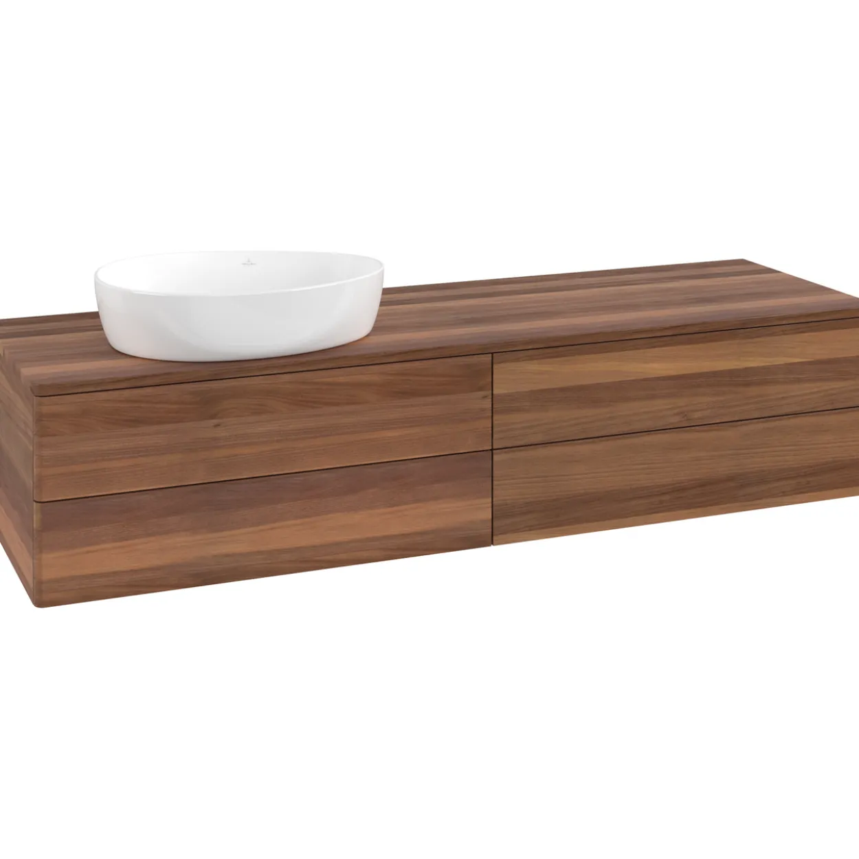 V&b antao servantskap 4 skuffer glatt 1600x360x500 venstre u/kranhull valnøtt/valnøtt