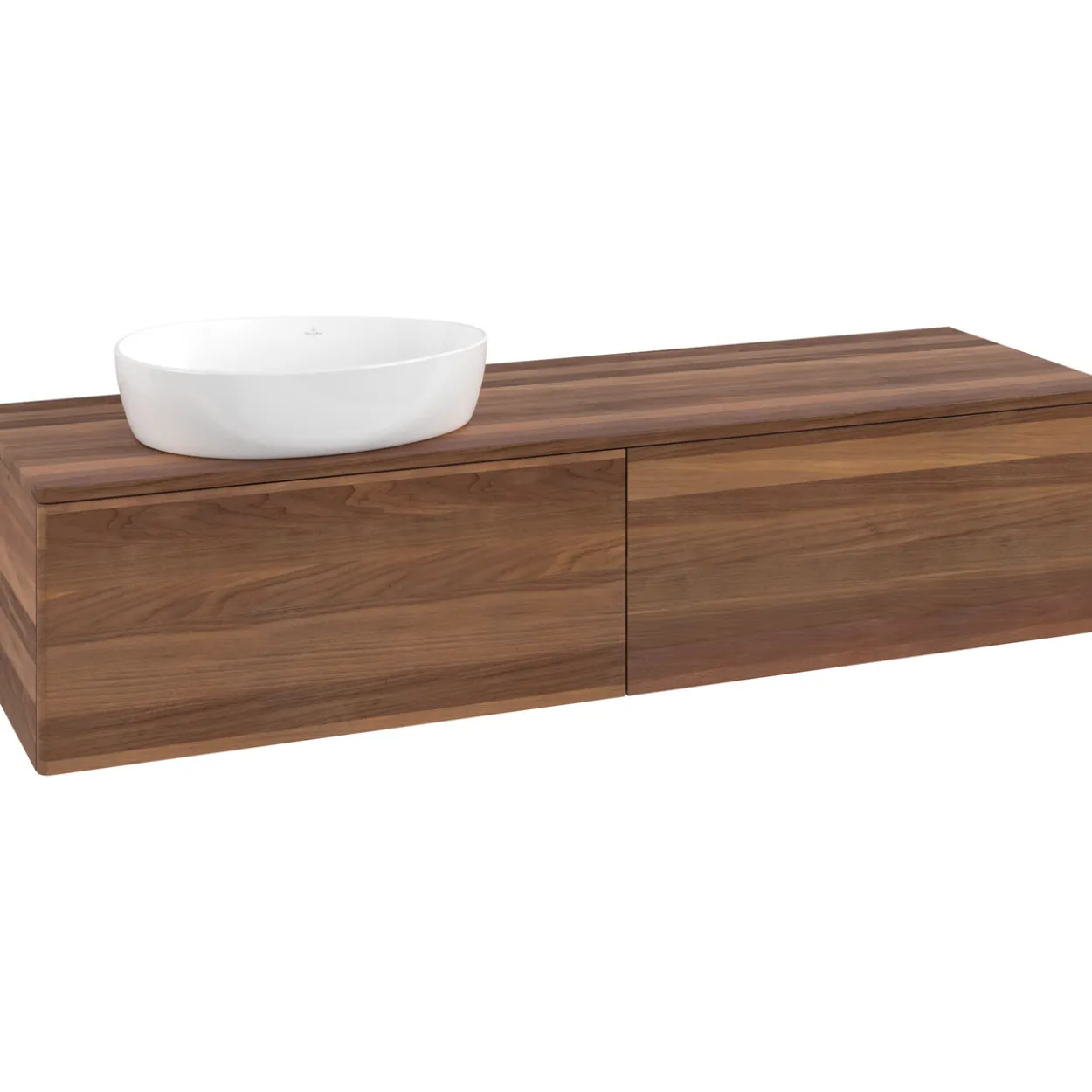 V&b antao servantskap 2 skuffer glatt 1600x360x500 venstre u/kranhull valnøtt/valnøtt