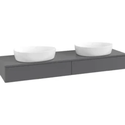 V&b antao servantskap 2 skuffer rillet 1600x190x500 for 2 serv. m/kranhull antrasitt