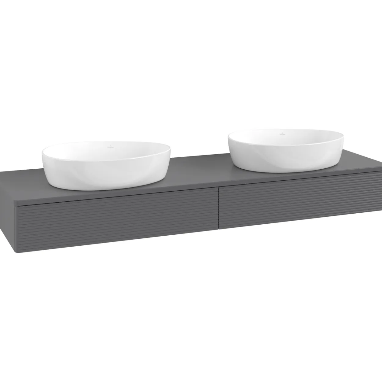 V&b antao servantskap 2 skuffer rillet 1600x190x500 for 2 serv. m/kranhull antrasitt