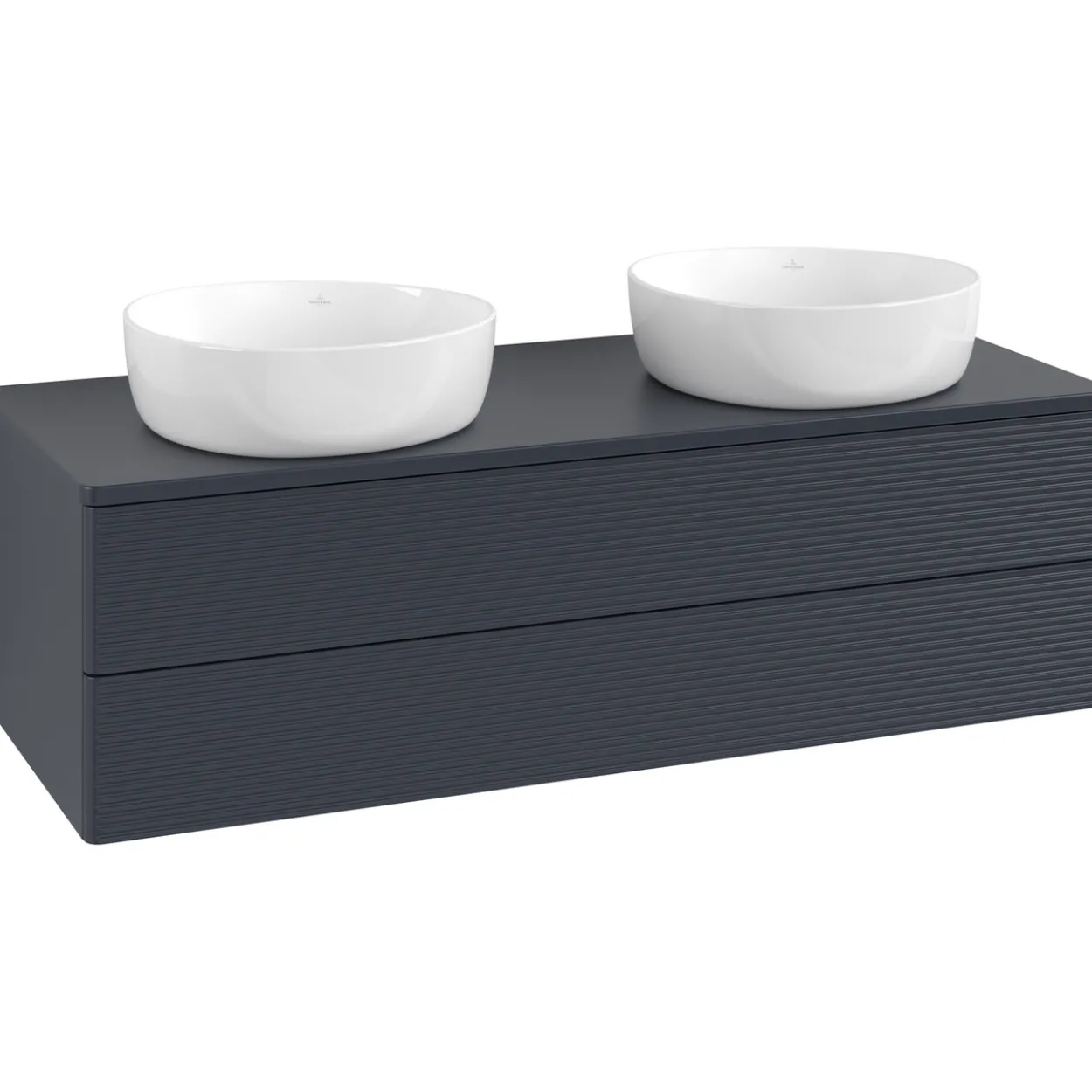 V&b antao servantskap 2 skuffer rillet 1200x360x500 for 2 serv. m/kranhull blå