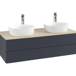 V&b antao servantskap 2 skuffer rillet 1200x360x500 for 2 serv. m/kranhull blå/créme
