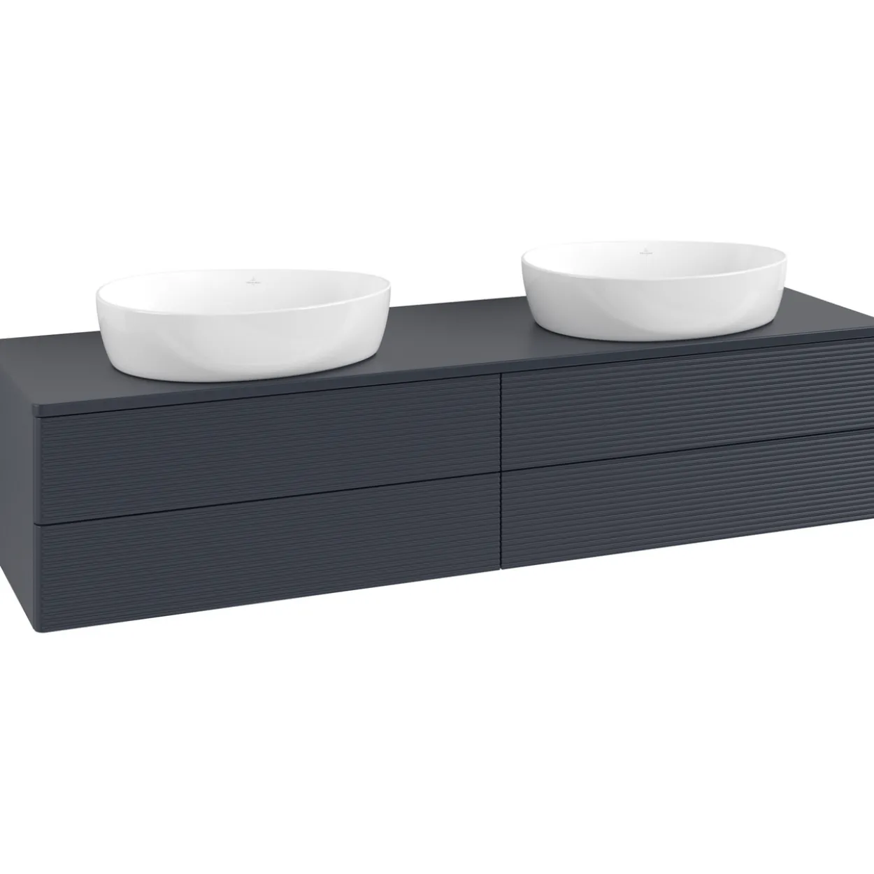 V&b antao servantskap 4 skuffer rillet 1600x360x500 for 2 serv. m/kranhull blå