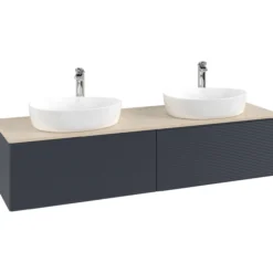 V&b antao servantskap 2 skuffer rillet 1600x360x500 for 2 serv. m/kranhull blå/créme