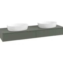 V&b antao servantskap 2 skuffer rillet 1600x190x500 for 2 serv. m/kranhull grønn
