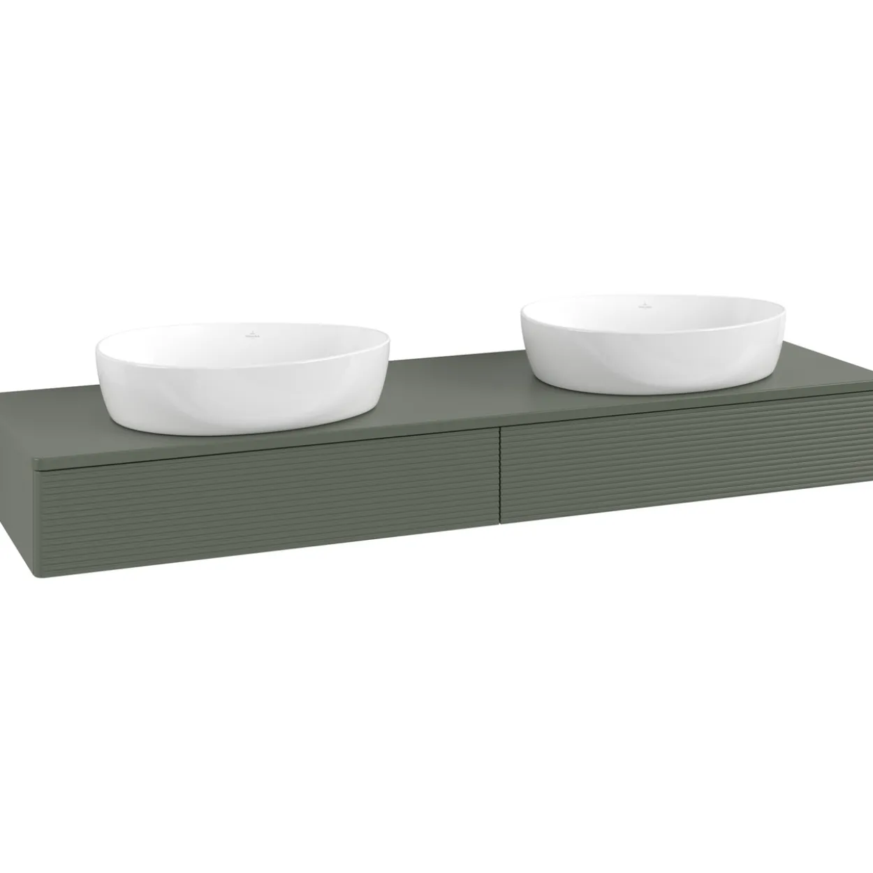 V&b antao servantskap 2 skuffer rillet 1600x190x500 for 2 serv. m/kranhull grønn