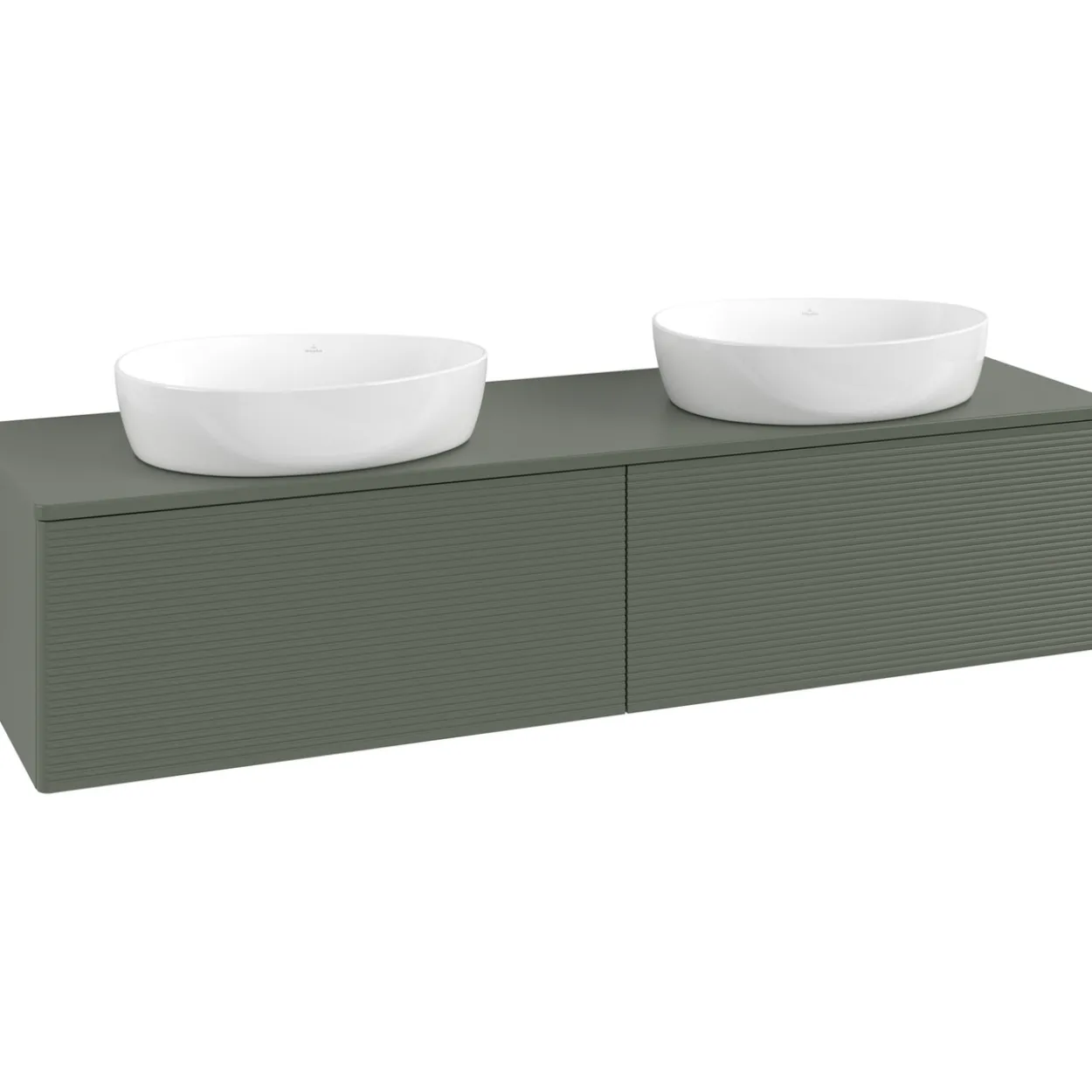 V&b antao servantskap 2 skuffer rillet 1600x360x500 for 2 serv. m/kranhull grønn