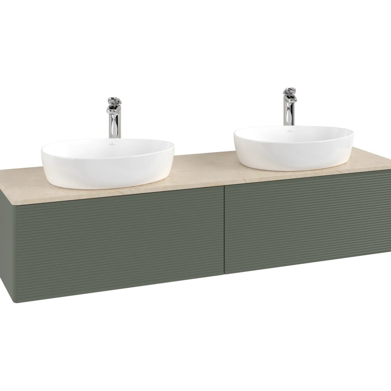 V&b antao servantskap 2 skuffer rillet 1600x360x500 for 2 serv. m/kranhull grønn/créme