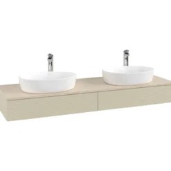 V&b antao servantskap 2 skuffer rillet 1600x190x500 for 2 serv. m/kranhull silkegrå/créme