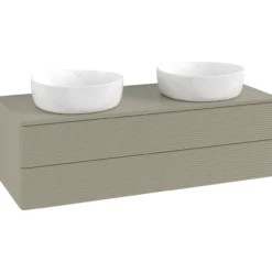 V&b antao servantskap 2 skuffer rillet 1200x360x500 for 2 serv. m/kranhull stengrå