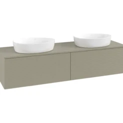 V&b antao servantskap 2 skuffer rillet 1600x360x500 for 2 serv. m/kranhull stengrå