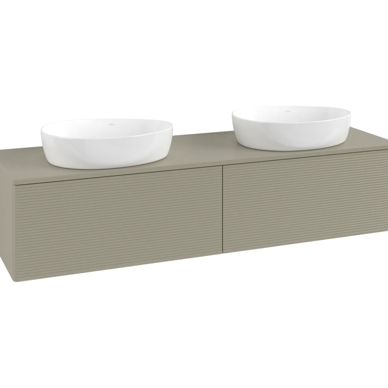 V&b antao servantskap 2 skuffer rillet 1600x360x500 for 2 serv. m/kranhull stengrå