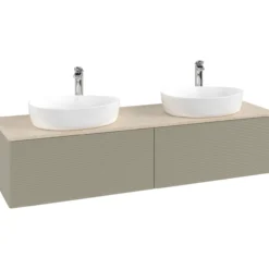 V&b antao servantskap 2 skuffer rillet 1600x360x500 for 2 serv. m/kranhull stengrå/créme