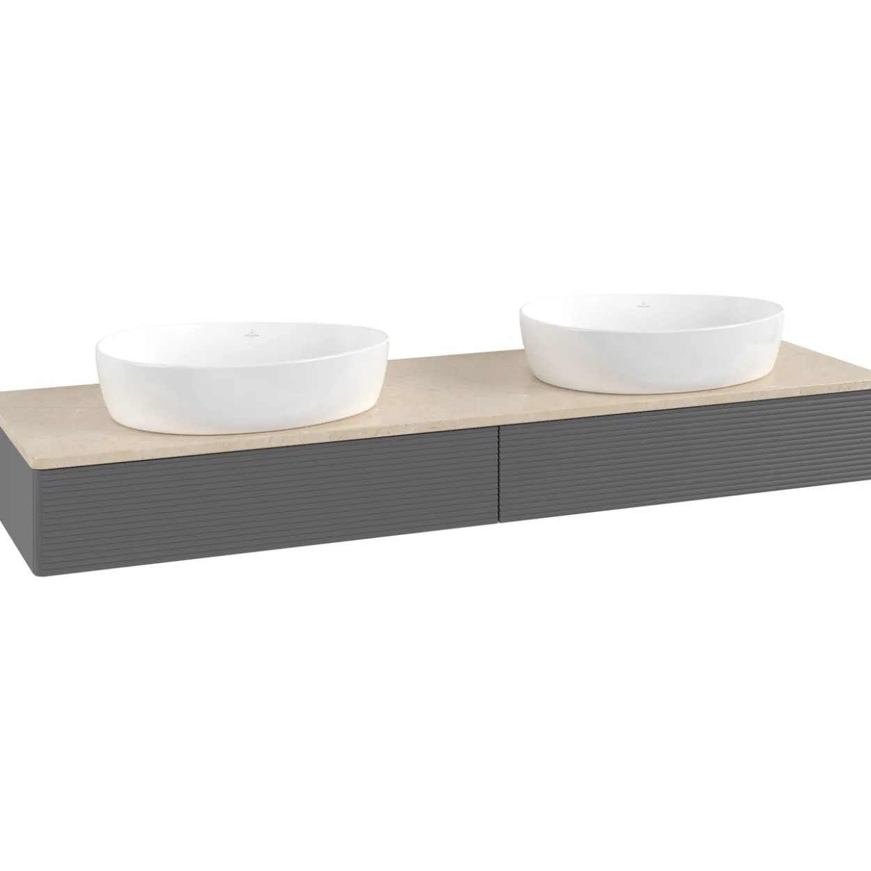 V&b antao servantskap 2 skuffer rillet 1600x190x500 for 2 serv. u/kranhull antrasitt/créme