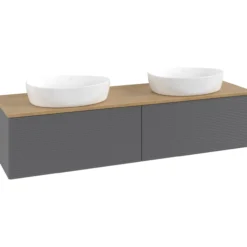 V&b antao servantskap 2 skuffer rillet 1600x360x500 for 2 serv. u/kranhull antrasitt/eik