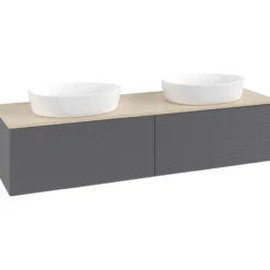 V&b antao servantskap 2 skuffer rillet 1600x360x500 for 2 serv. u/kranhull antrasitt/créme