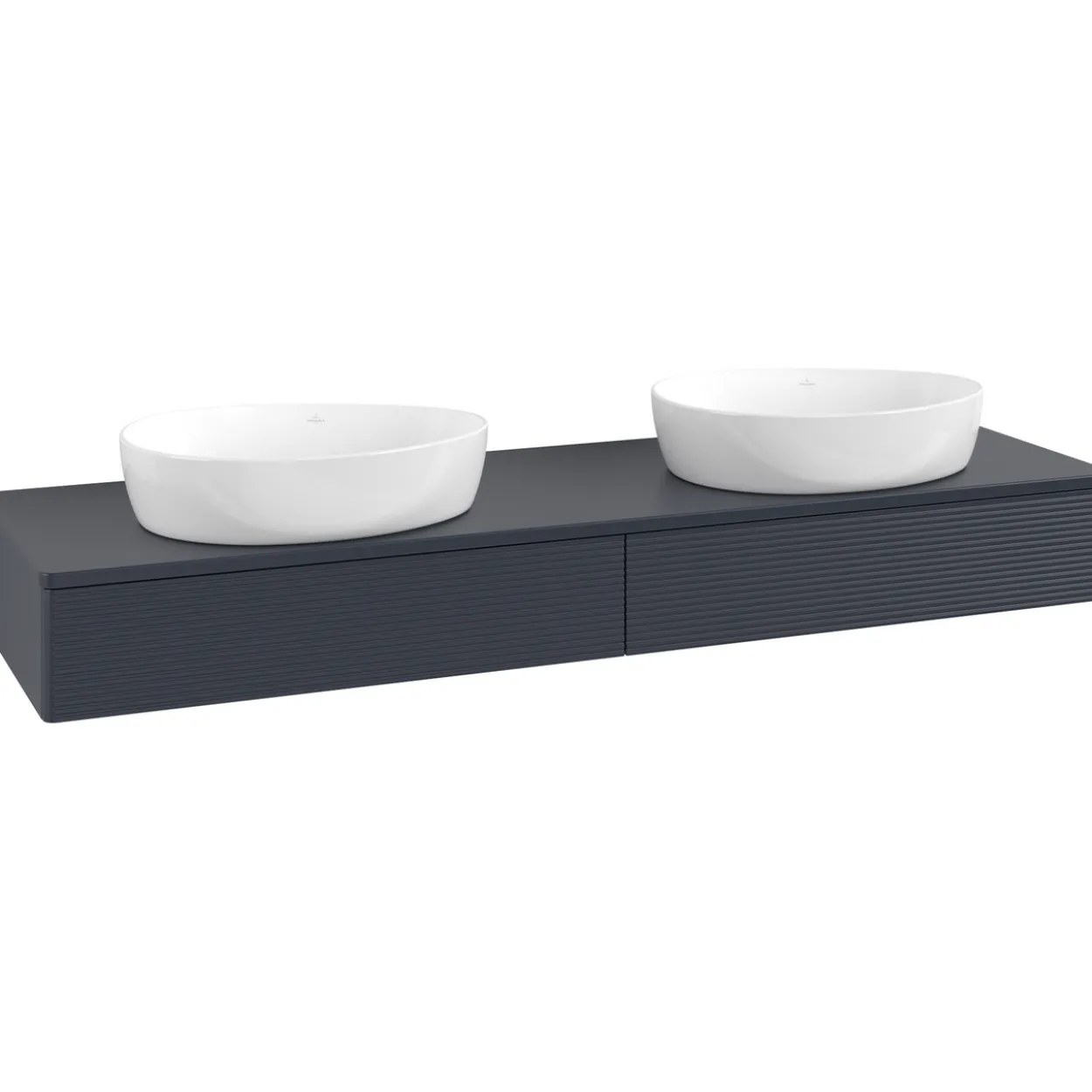 V&b antao servantskap 2 skuffer rillet 1600x190x500 for 2 serv. u/kranhull blå