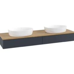 V&b antao servantskap 2 skuffer rillet 1600x190x500 for 2 serv. u/kranhull blå/eik