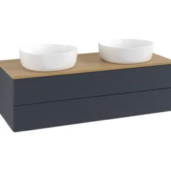 V&b antao servantskap 2 skuffer rillet 1200x360x500 for 2 serv. u/kranhull blå/eik