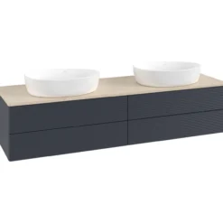 V&b antao servantskap 4 skuffer rillet 1600x360x500 for 2 serv. u/kranhull blå/créme
