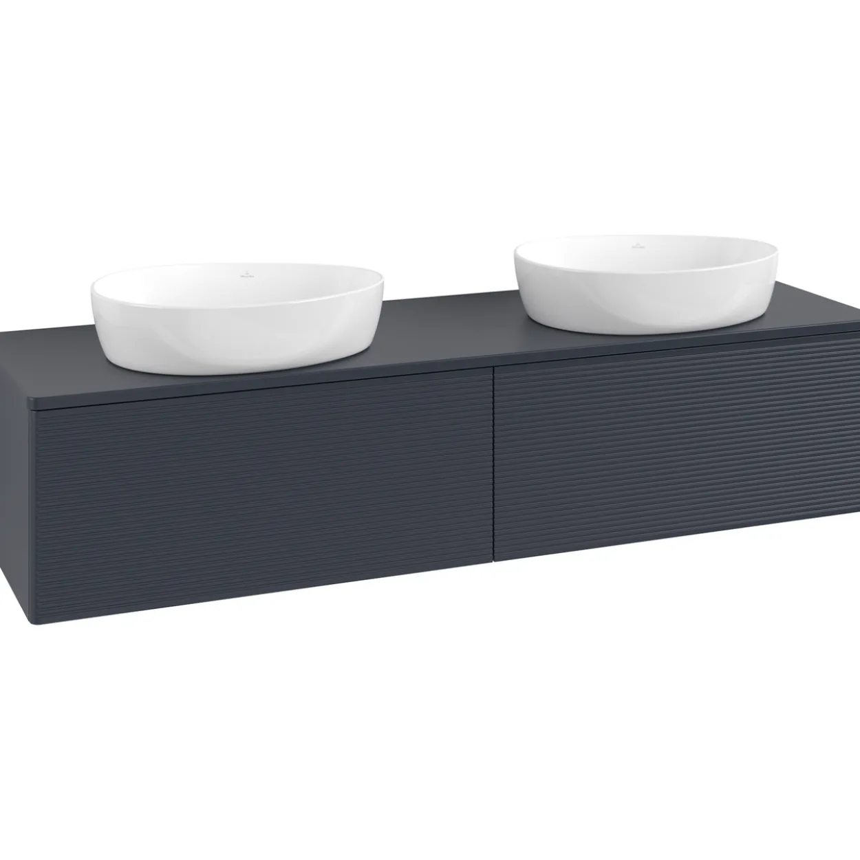 V&b antao servantskap 2 skuffer rillet 1600x360x500 for 2 serv. u/kranhull blå