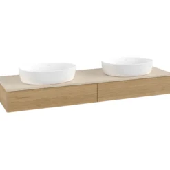V&b antao servantskap 2 skuffer rillet 1600x190x500 for 2 serv. u/kranhull eik/créme