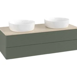 V&b antao servantskap 2 skuffer rillet 1200x360x500 for 2 serv. u/kranhull grønn/créme