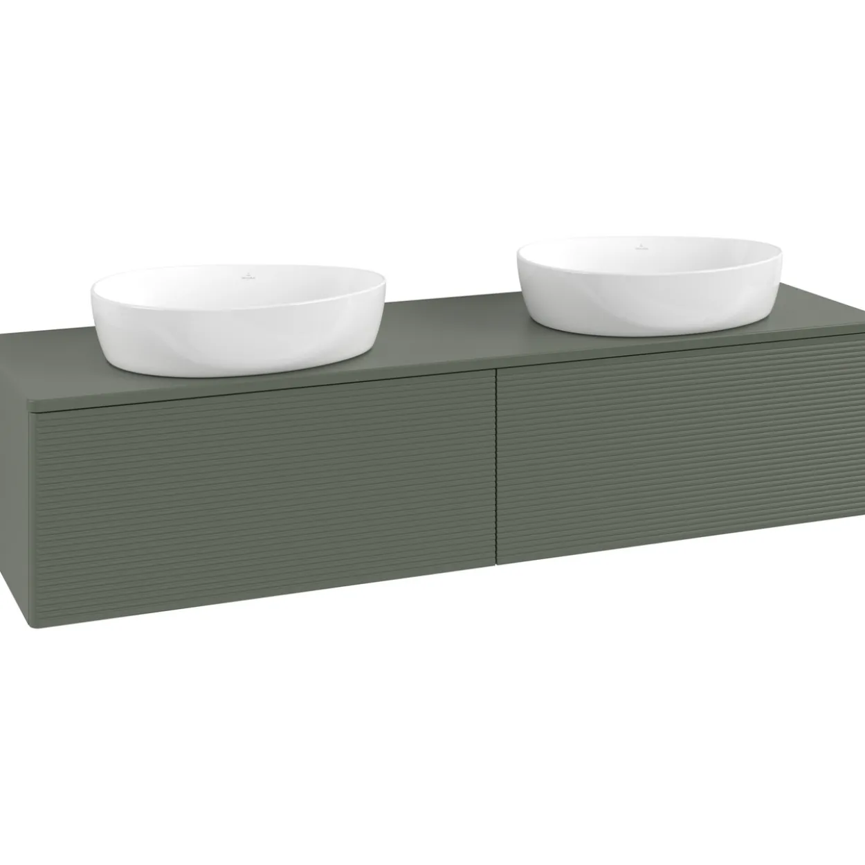 V&b antao servantskap 2 skuffer rillet 1600x360x500 for 2 serv. u/kranhull grønn