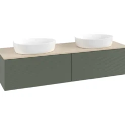 V&b antao servantskap 2 skuffer rillet 1600x360x500 for 2 serv. u/kranhull grønn/créme