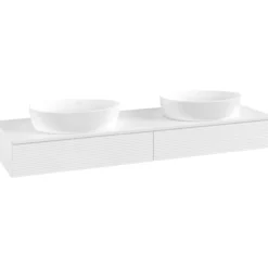 V&b antao servantskap 2 skuffer rillet 1600x190x500 for 2 serv. u/kranhull matt hvit