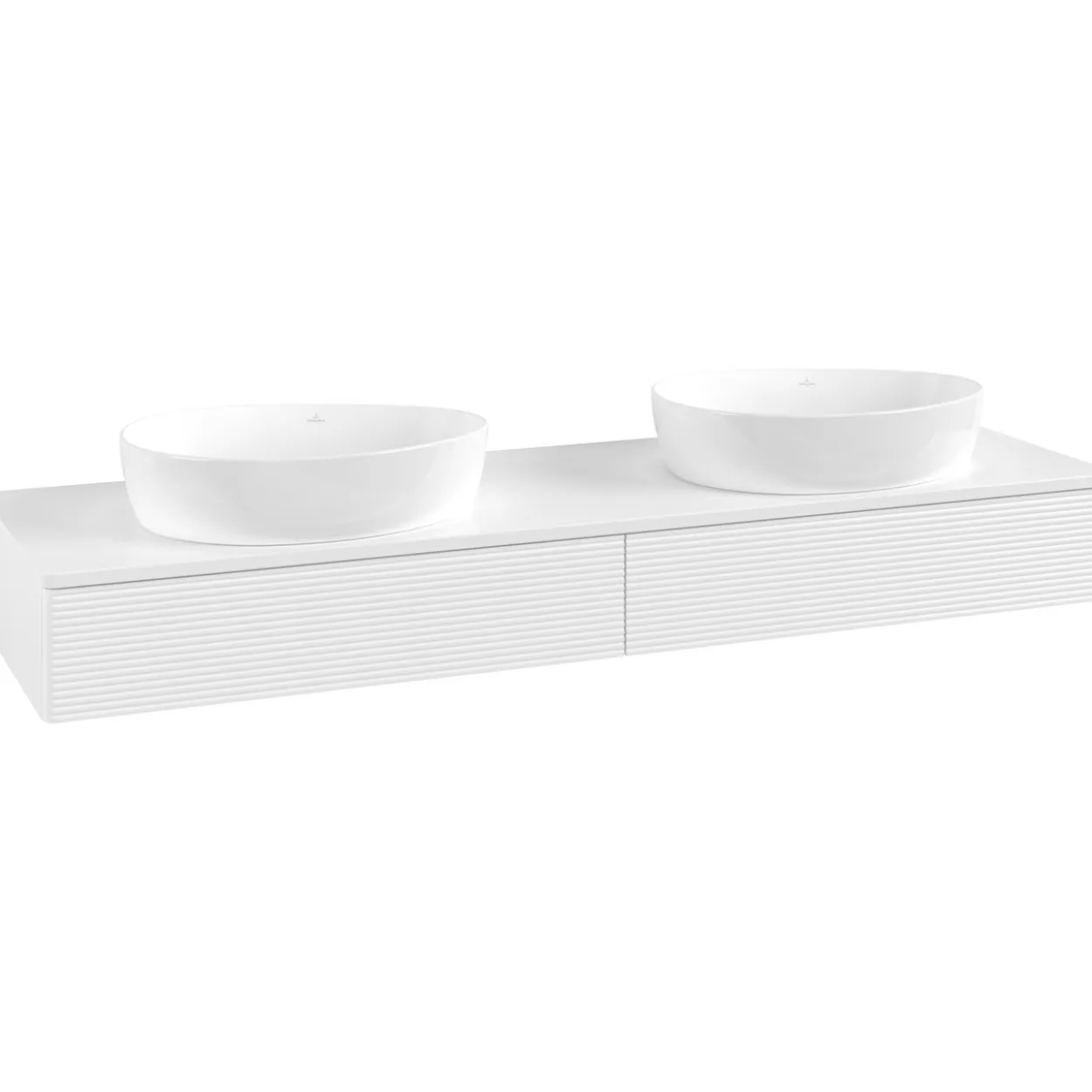V&b antao servantskap 2 skuffer rillet 1600x190x500 for 2 serv. u/kranhull matt hvit