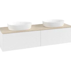 V&b antao servantskap 2 skuffer rillet 1600x360x500 for 2 serv. u/kranhull matt hvit/créme