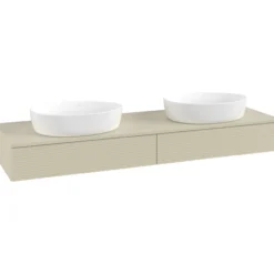 V&b antao servantskap 2 skuffer rillet 1600x190x500 for 2 serv. u/kranhull silkegrå