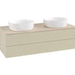 V&b antao servantskap 2 skuffer rillet 1200x360x500 for 2 serv. u/kranhull silkegrå/créme