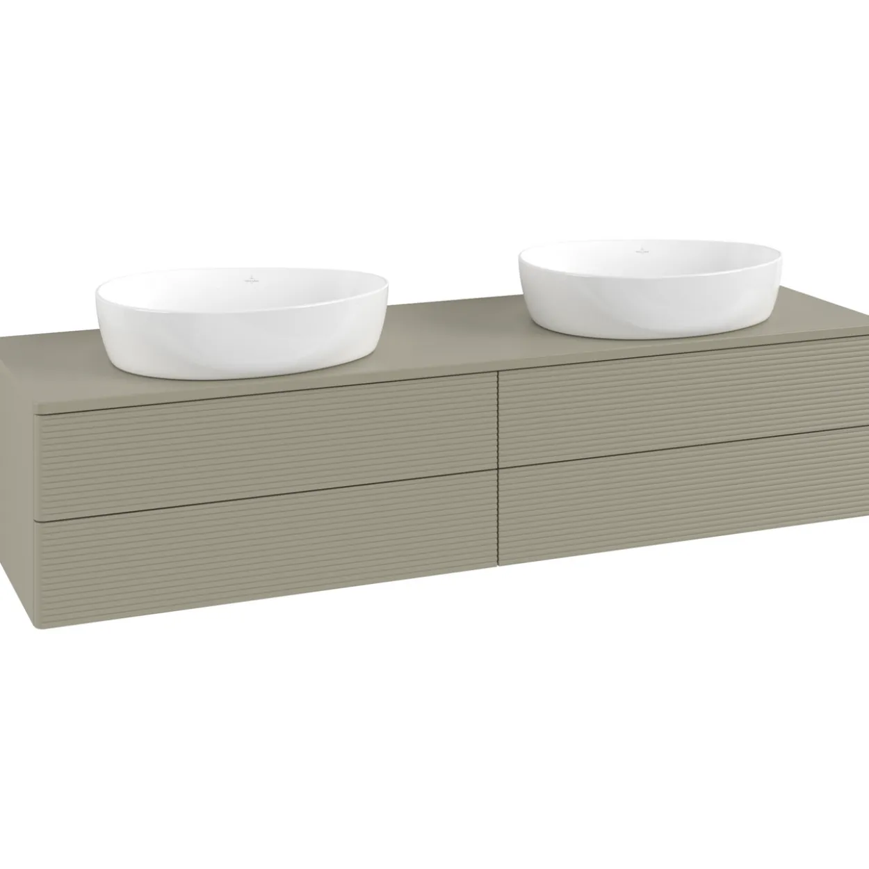 V&b antao servantskap 4 skuffer rillet 1600x360x500 for 2 serv. u/kranhull stengrå