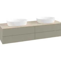 V&b antao servantskap 4 skuffer rillet 1600x360x500 for 2 serv. u/kranhull stengrå/créme
