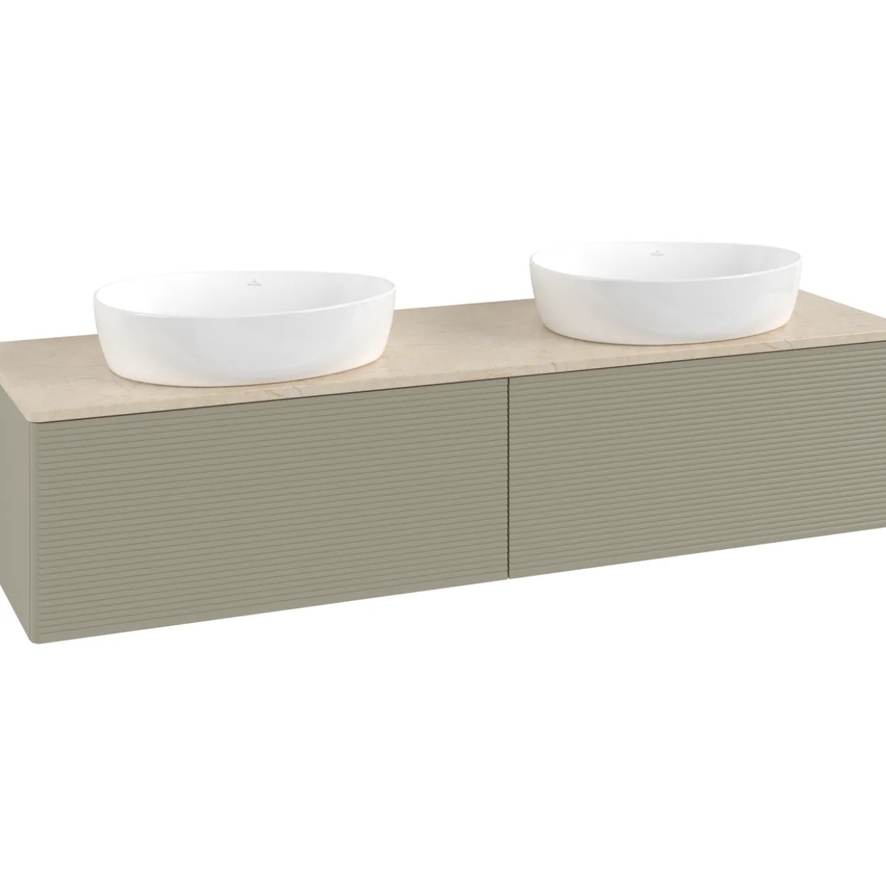 V&b antao servantskap 2 skuffer rillet 1600x360x500 for 2 serv. u/kranhull stengrå/créme