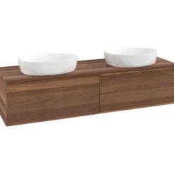 V&b antao servantskap 2 skuffer rillet 1600x360x500 for 2 serv. u/kranhull valnøtt/valnøtt