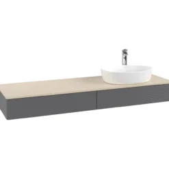 V&b antao servantskap 2 skuffer rillet 1600x190x500 høyre m/kranhull antrasitt/créme