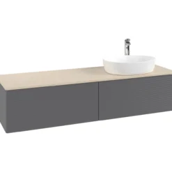 V&b antao servantskap 2 skuffer rillet 1600x360x500 høyre m/kranhull antrasitt/créme