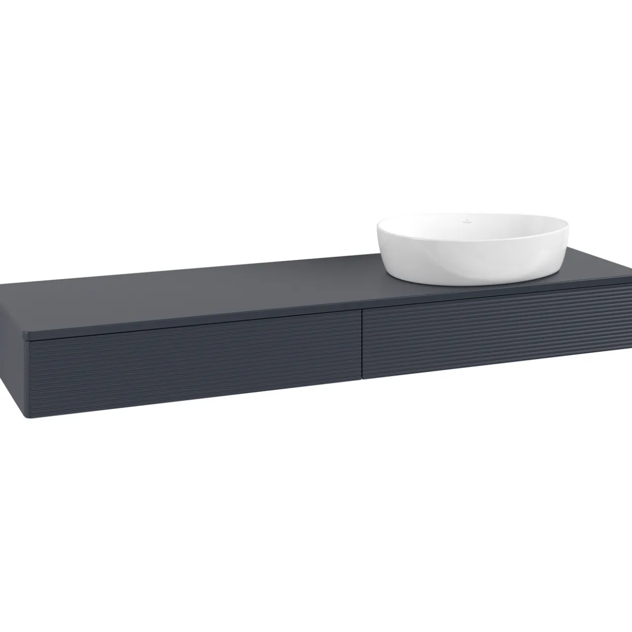 V&b antao servantskap 2 skuffer rillet 1600x190x500 høyre m/kranhull blå
