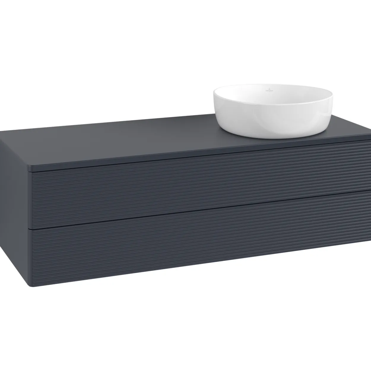 V&b antao servantskap 2 skuffer rillet 1200x360x500 høyre m/kranhull blå
