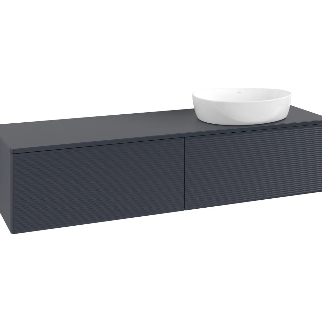 V&b antao servantskap 2 skuffer rillet 1600x360x500 høyre m/kranhull blå