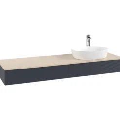 V&b antao servantskap 2 skuffer rillet 1600x190x500 høyre m/kranhull blå/créme